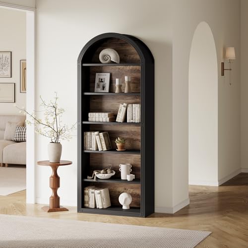 8-Tier Tall Wooden Bookcase with Arched Top H97062