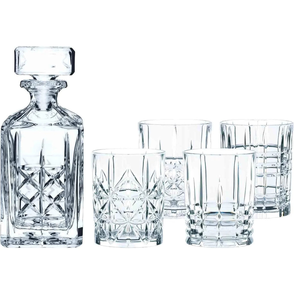 5-Piece Clear Decanter and Whiskey Glass Set E8209