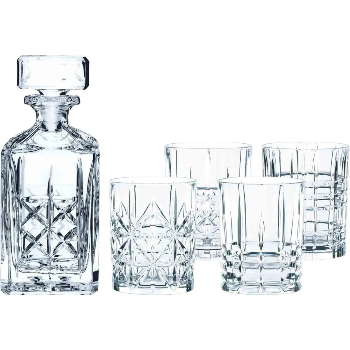 5-Piece Clear Decanter and Whiskey Glass Set E8209