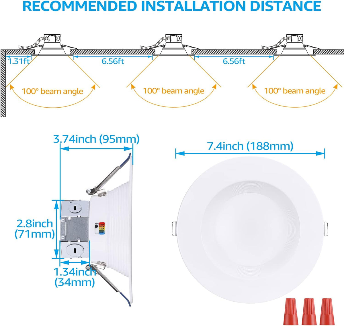 8-Pack 6 Inch LED Canless Recessed Lighting with Junction Box J81897