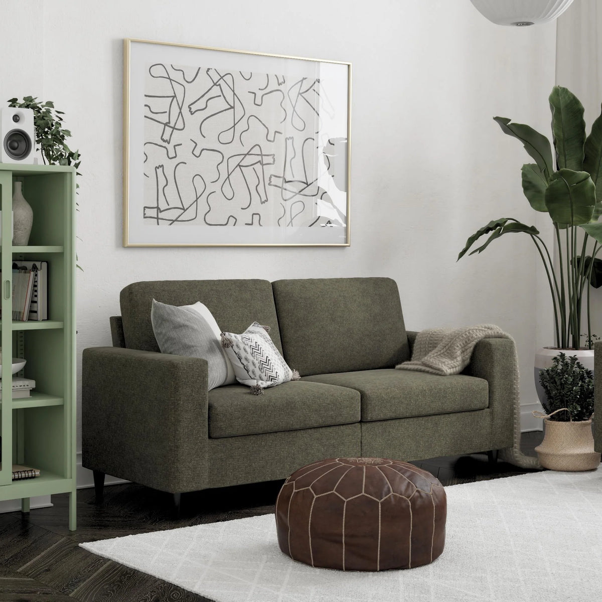 Gray Linen 3 Seater Sofa H550899