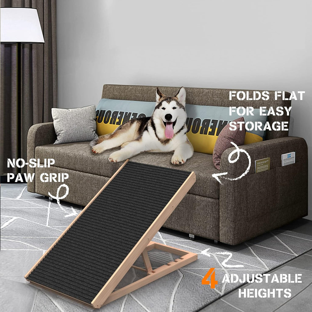 Adjustable Folding Pet Ramp with Non Slip Carpet Surface B56077