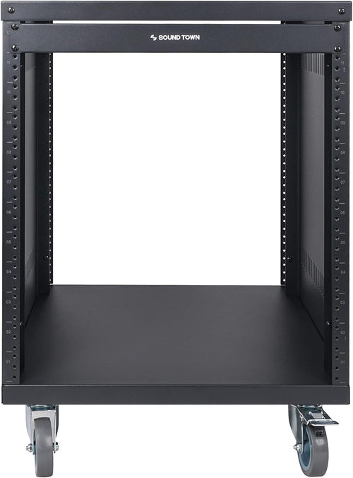 12U Universal Steel Rack with 3 Locking Casters and Vented Side Panels L295679