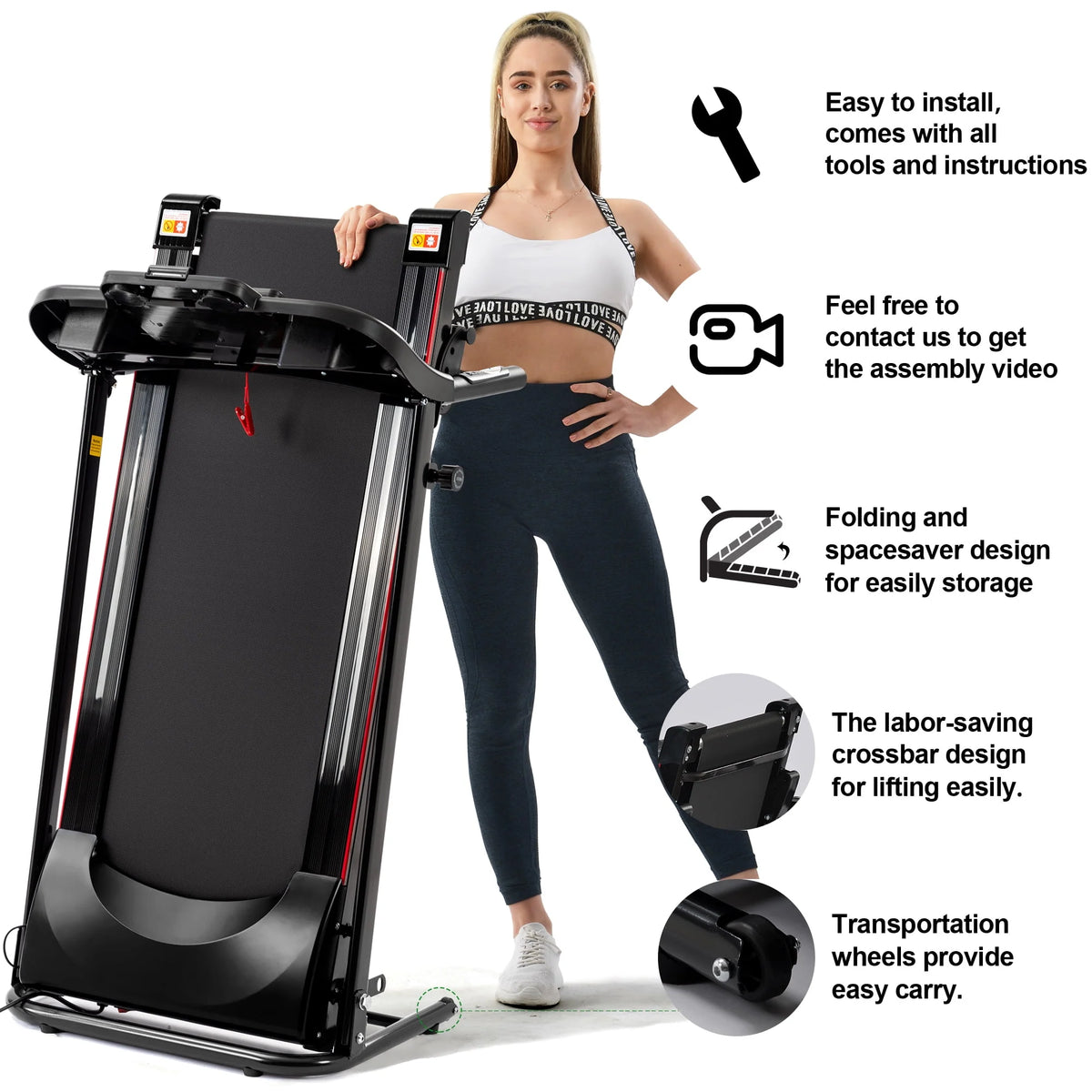 2.5HP Folding Treadmill with Incline W209