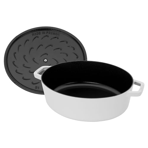 White Cast Iron Shallow Oval Dutch Oven G4637