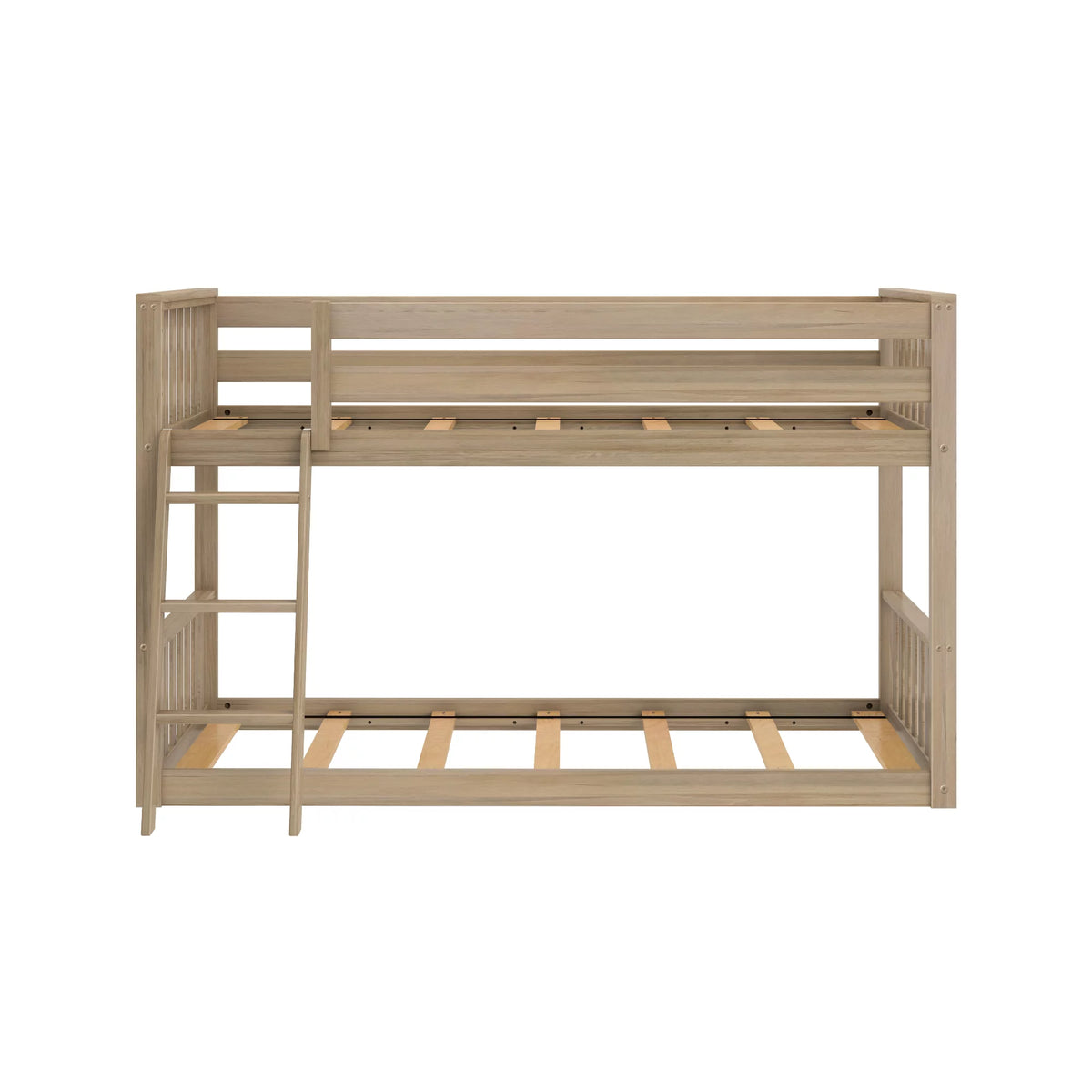Twin over Twin Wood Bunk Bed with Ladder, Blonde W9126