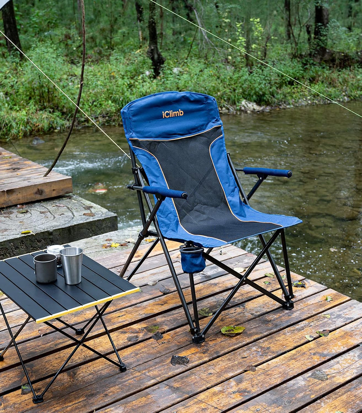 Heavy Duty Folding Mesh Camping Chair with Cup Holder and Carry Bag H55486