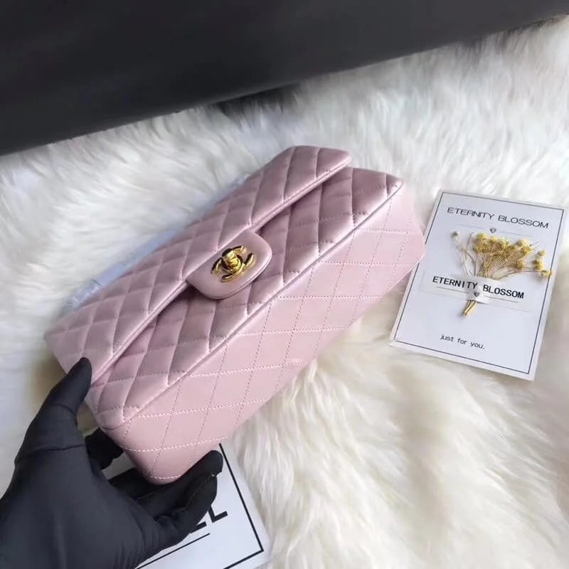 Pink Gold Medium Lambskin Leather Flap Bag A453
