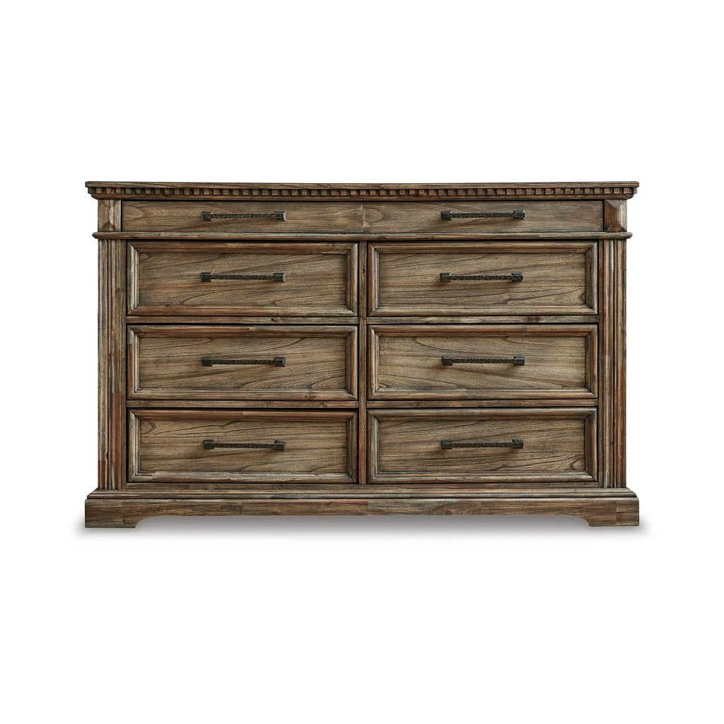 Rustic Brown Wood 8 Drawer Dresser H983