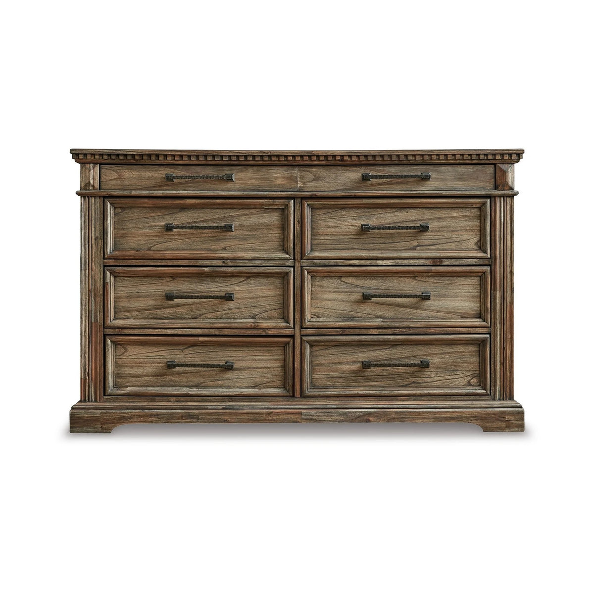 Rustic Brown Wood 8 Drawer Dresser H983