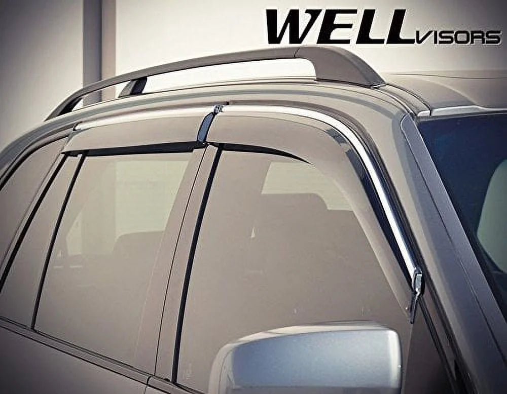 Side Window Wind Deflector Visors with Chrome Trim Q6523