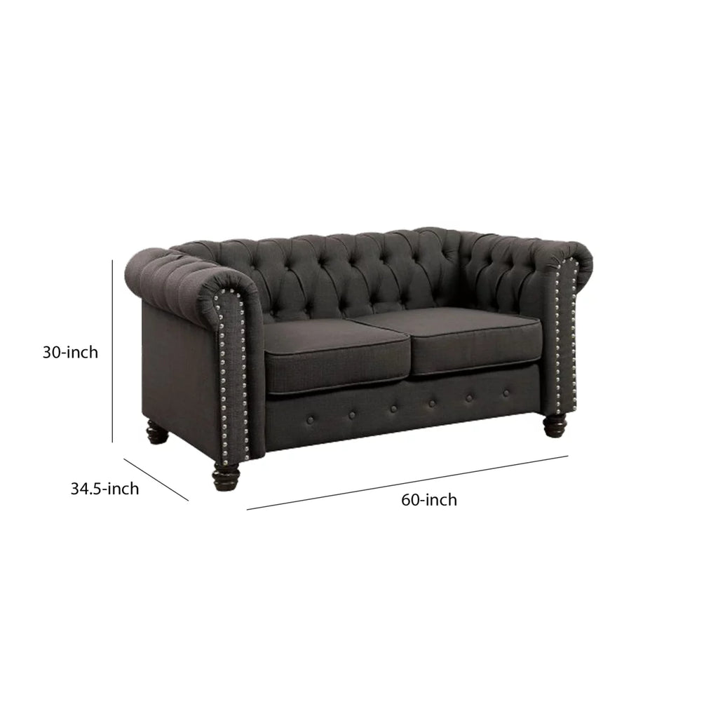 Gray Fabric Upholstered Loveseat M55374