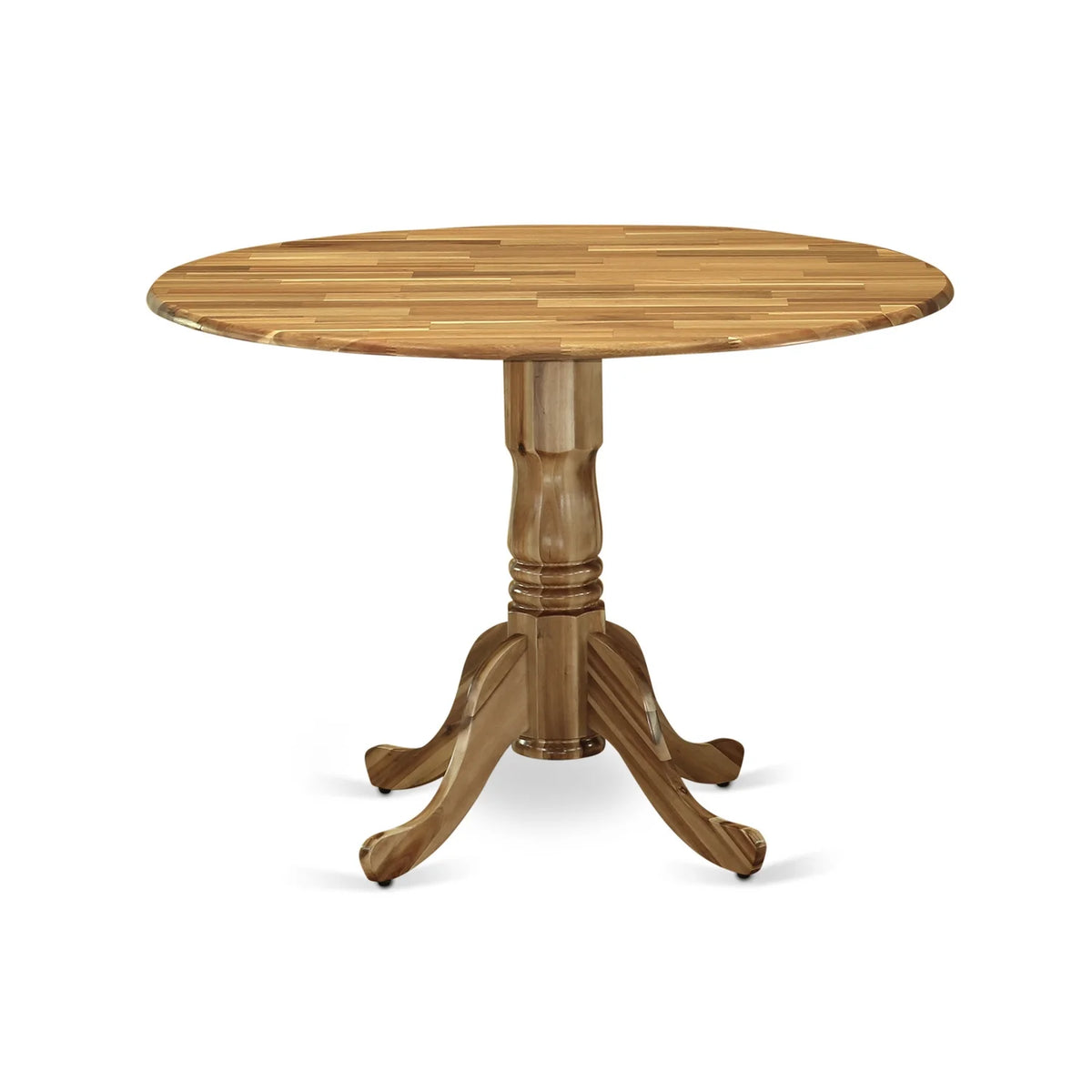 Acacia Wood Round Dining Table with Drop Leaves I832312