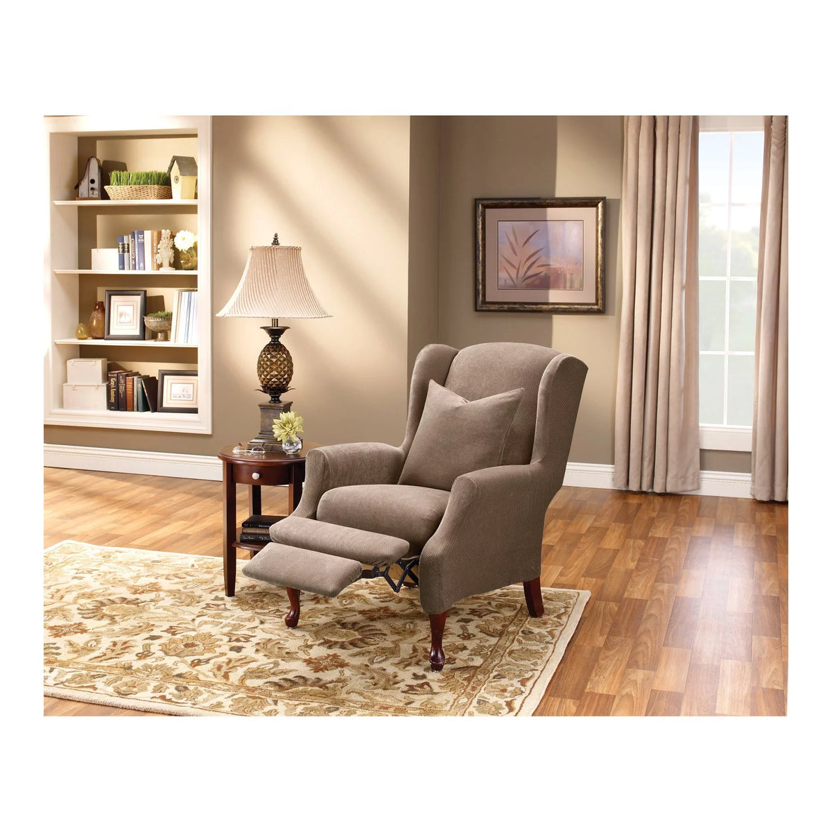 Stretch Pique Wing Chair Recliner Slipcover L26055