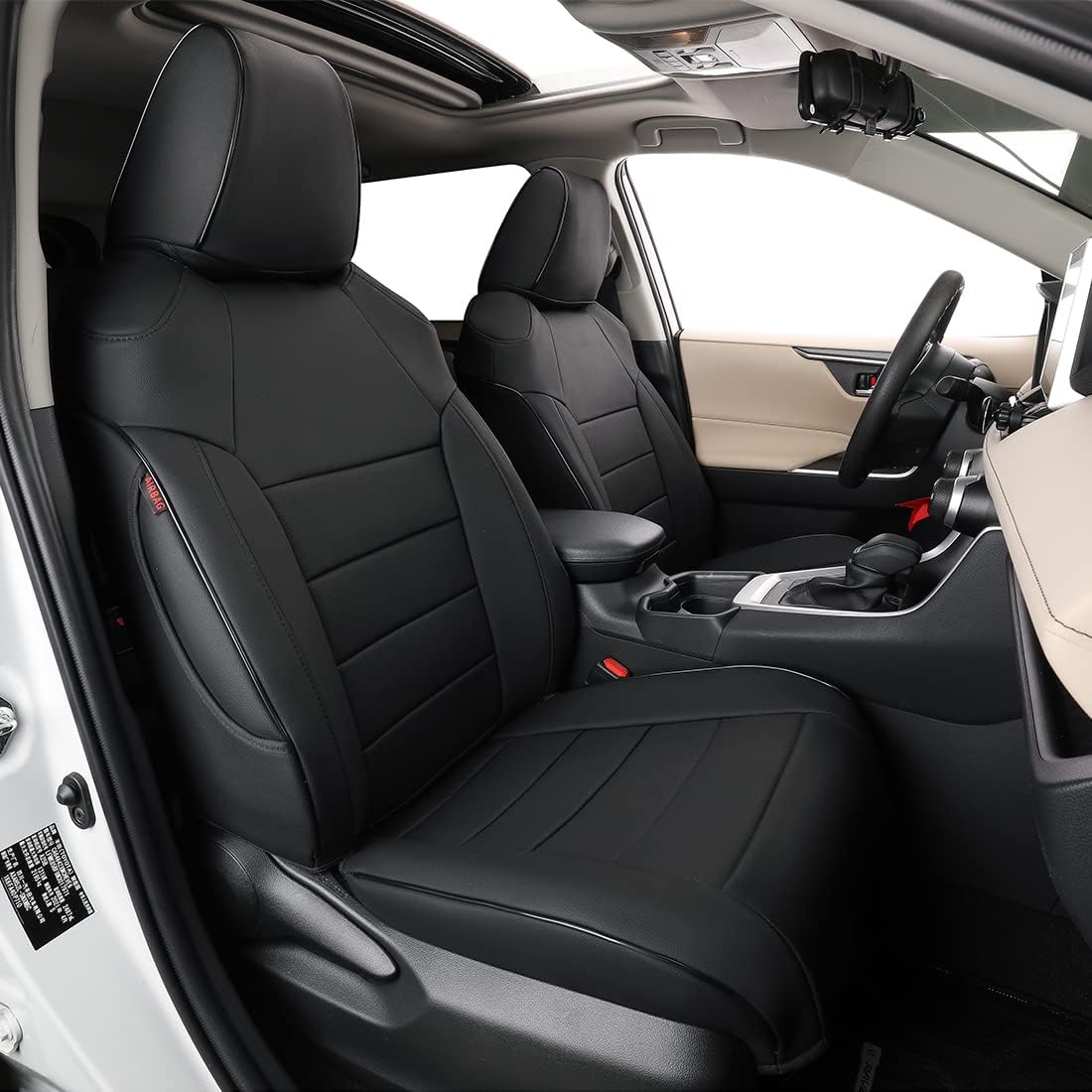 Custom Fit Full Set Car Seat Covers Leatherette Black N824966