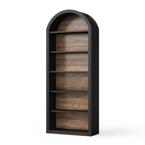 8-Tier Tall Wooden Bookcase with Arched Top H97062