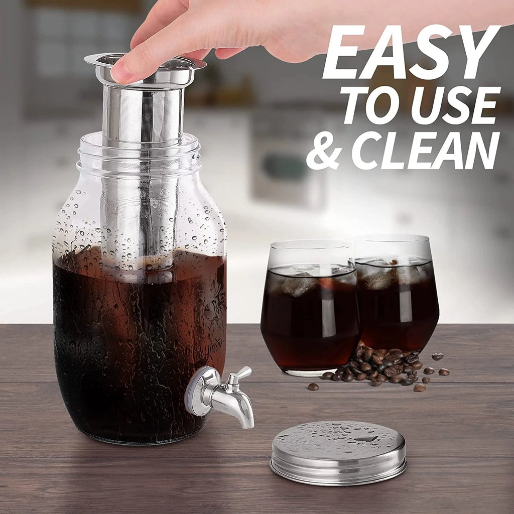1 Gallon Cold Brew Coffee Maker with Thick Glass, Stainless Steel Mesh Filter and Spigot V375127