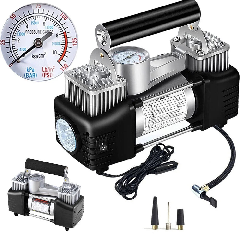 12V DC Double Cylinders Metal Tire Inflator with Auto-Off C9668