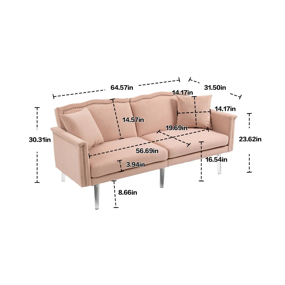 Pink Velvet 3-Seater Tufted Sofa M17362