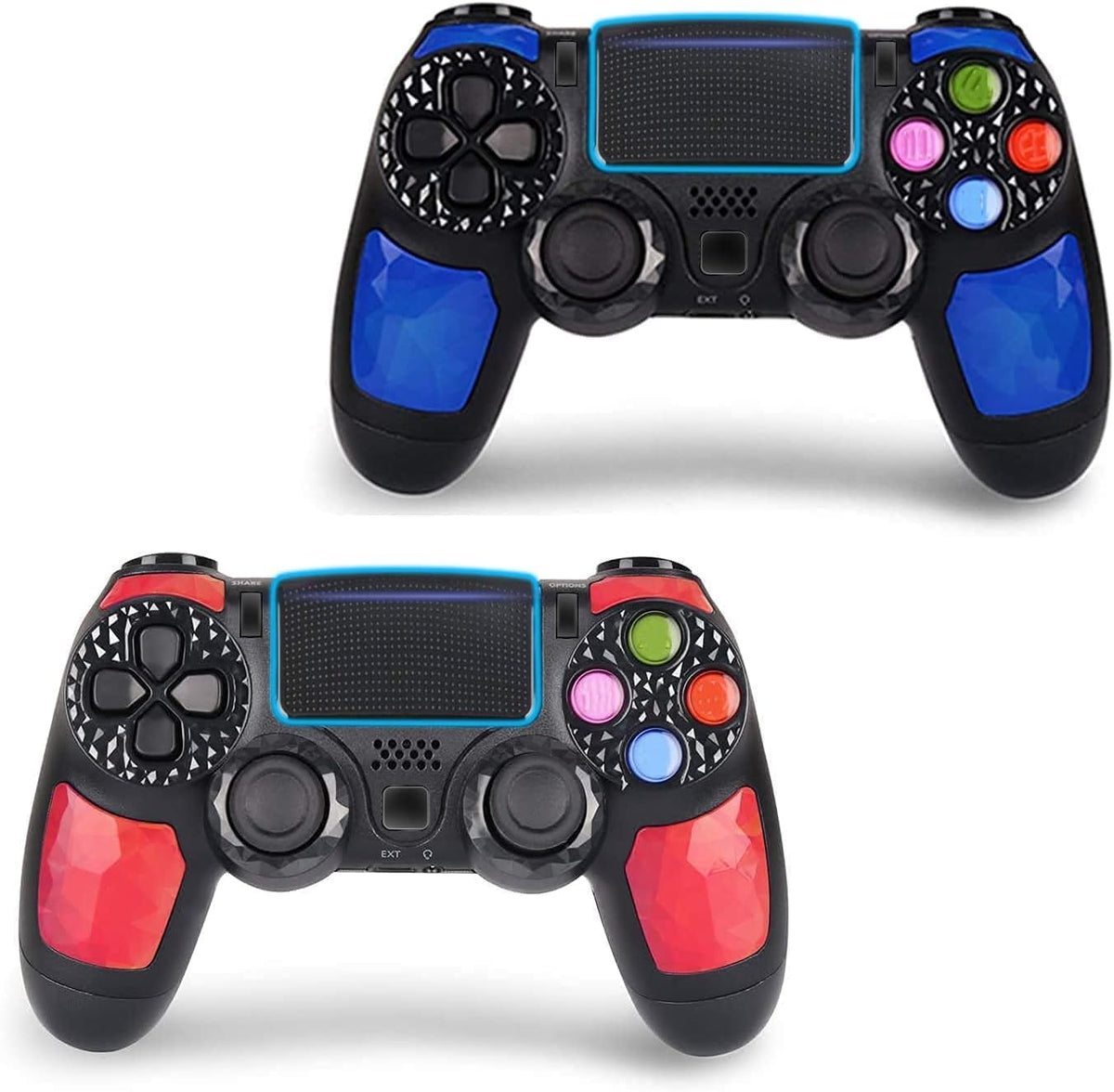 2 Pack Wireless Game Controller for PS4 (Transparent White Blue) D391801
