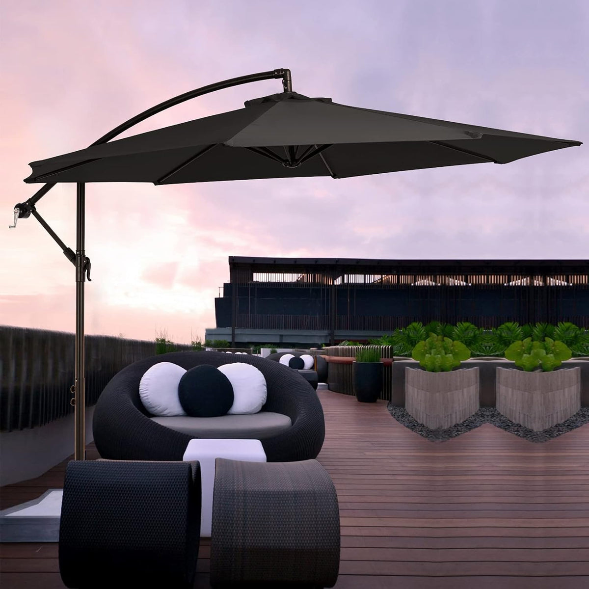10ft Offset Cantilever Patio Umbrella with Cross Base E69102