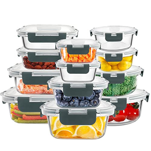 24pc Airtight Glass Bowls Set with Snap Locking Lids X6761