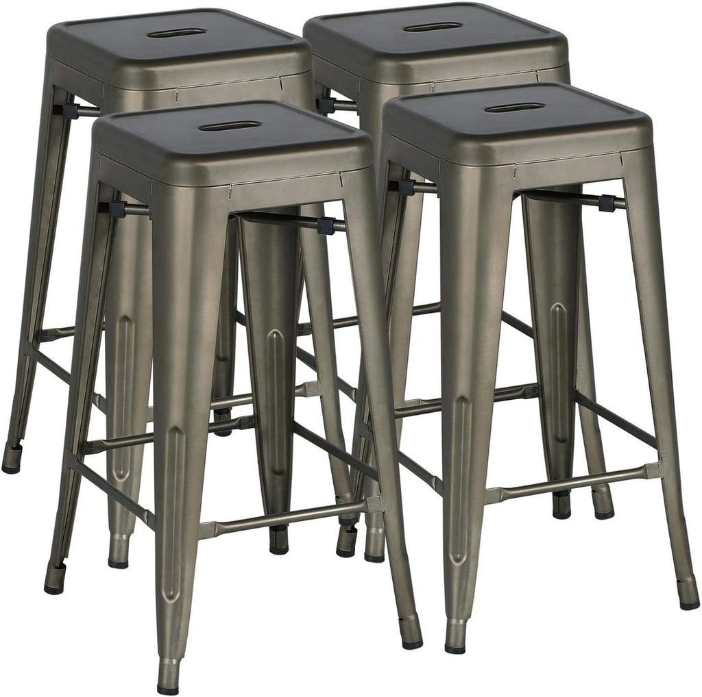 White 30inch Metal Barstools Set of 4 R68337