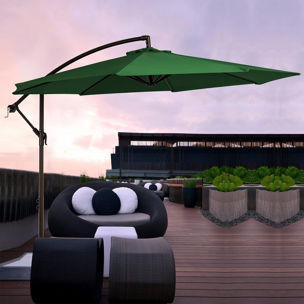 10ft Offset Cantilever Patio Umbrella with Cross Base E69102