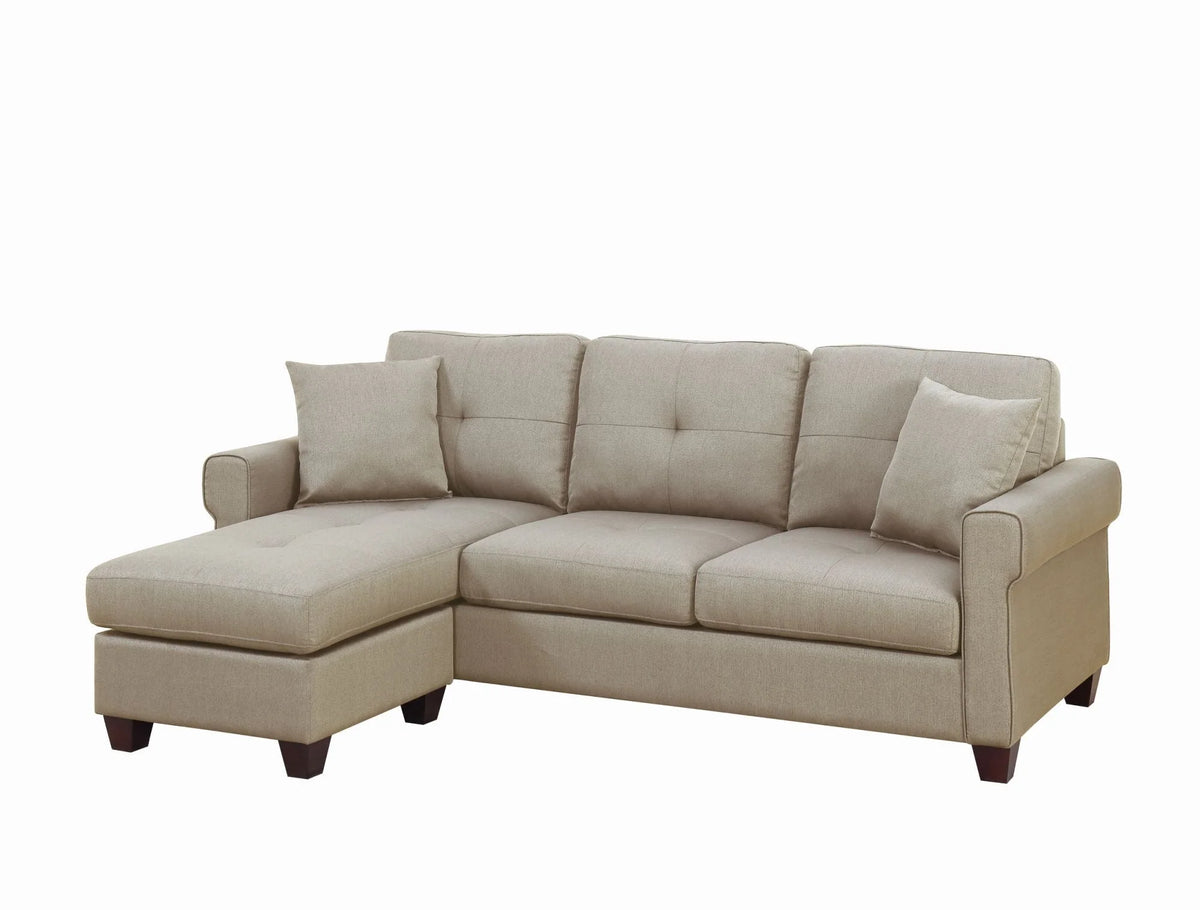 2 Piece Fabric Compact Sectional Sofa Set in Beige H34955