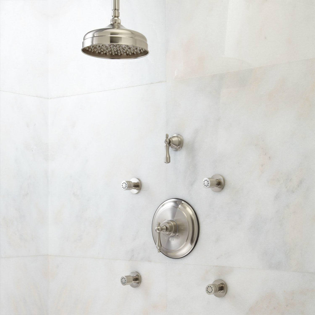 Pressure Balanced Shower System with Rain Shower Head and Body Sprays A8661