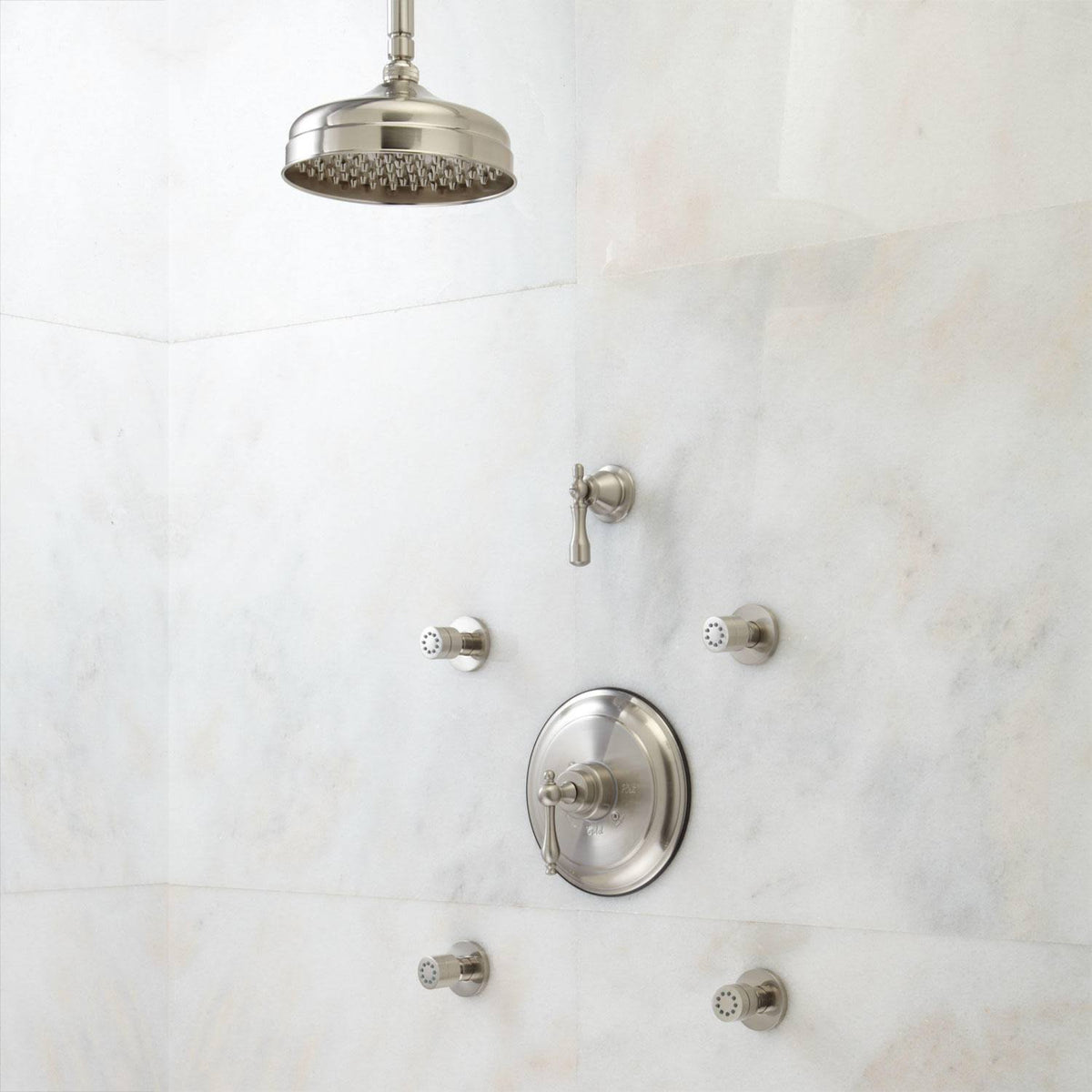 Pressure Balanced Shower System with Rain Shower Head and Body Sprays A8661