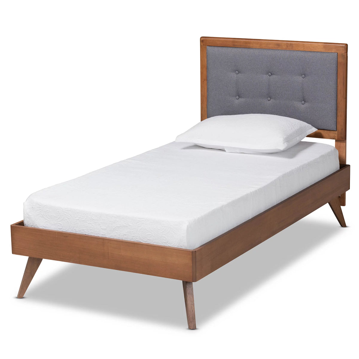 Dark Grey Fabric Upholstered Twin Size Platform Bed L82512