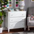 White 3-Drawer Wood Bedroom Chest D133