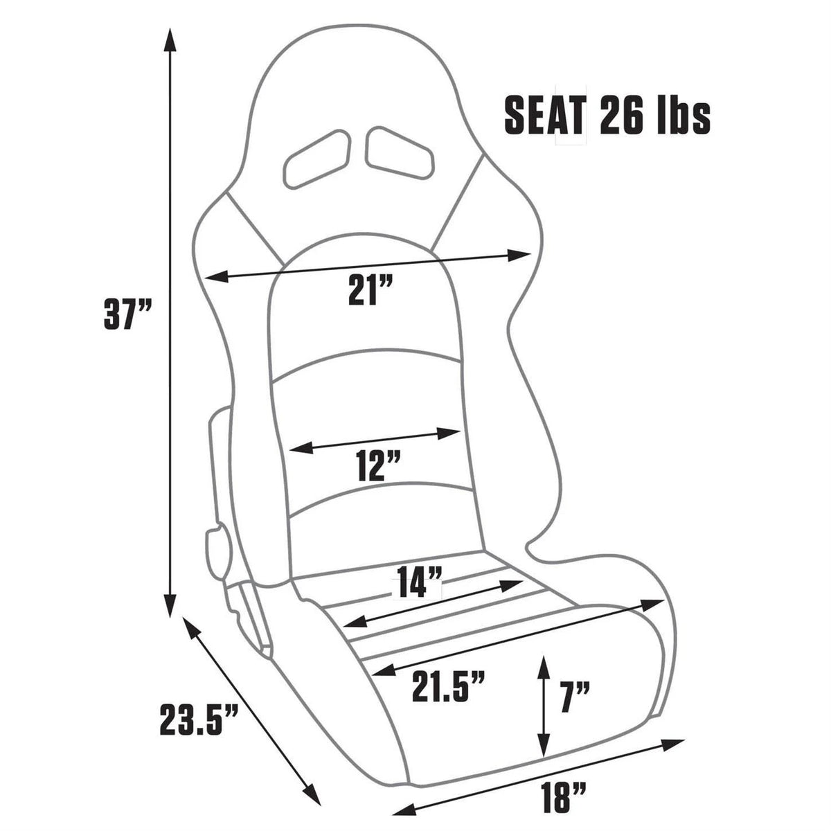 Black Velour Vinyl Racing Seat C481