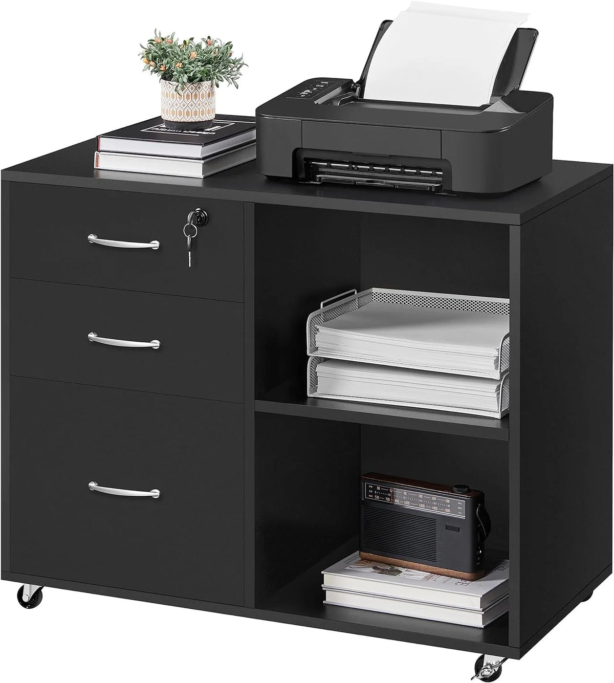 Black 3 Drawer Lateral Filing Cabinet Z7198
