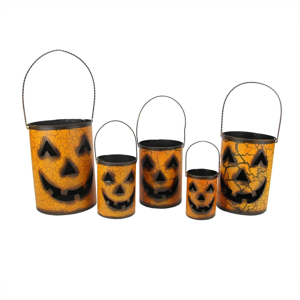 Set of 5 Nesting Pumpkin Halloween Container Baskets P4473