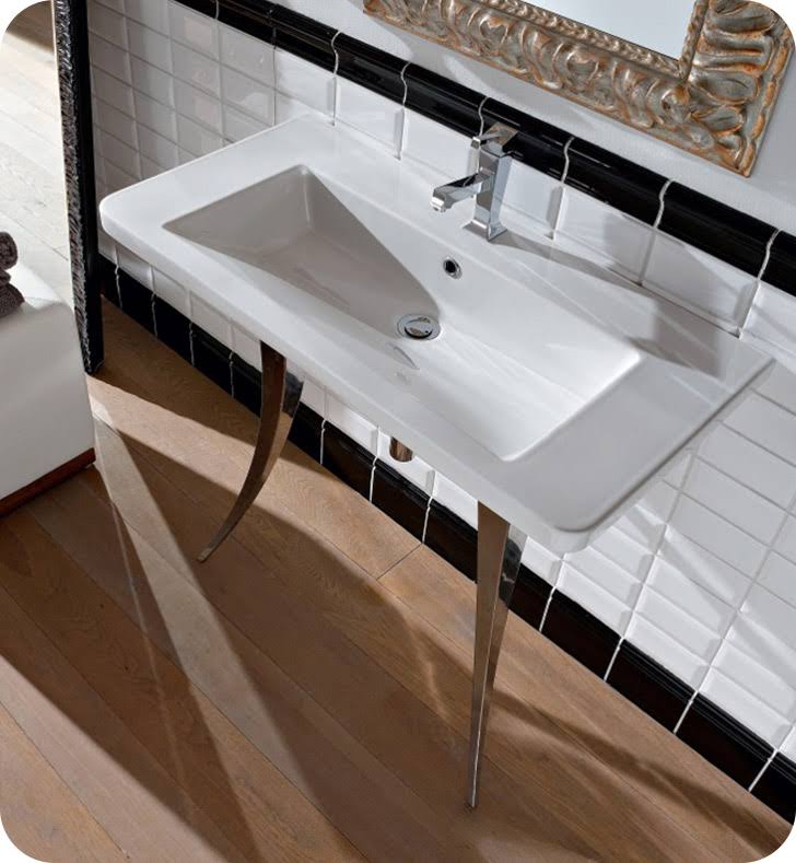 White Ceramic Rectangular Vessel Bathroom Sink with Overflow S32088