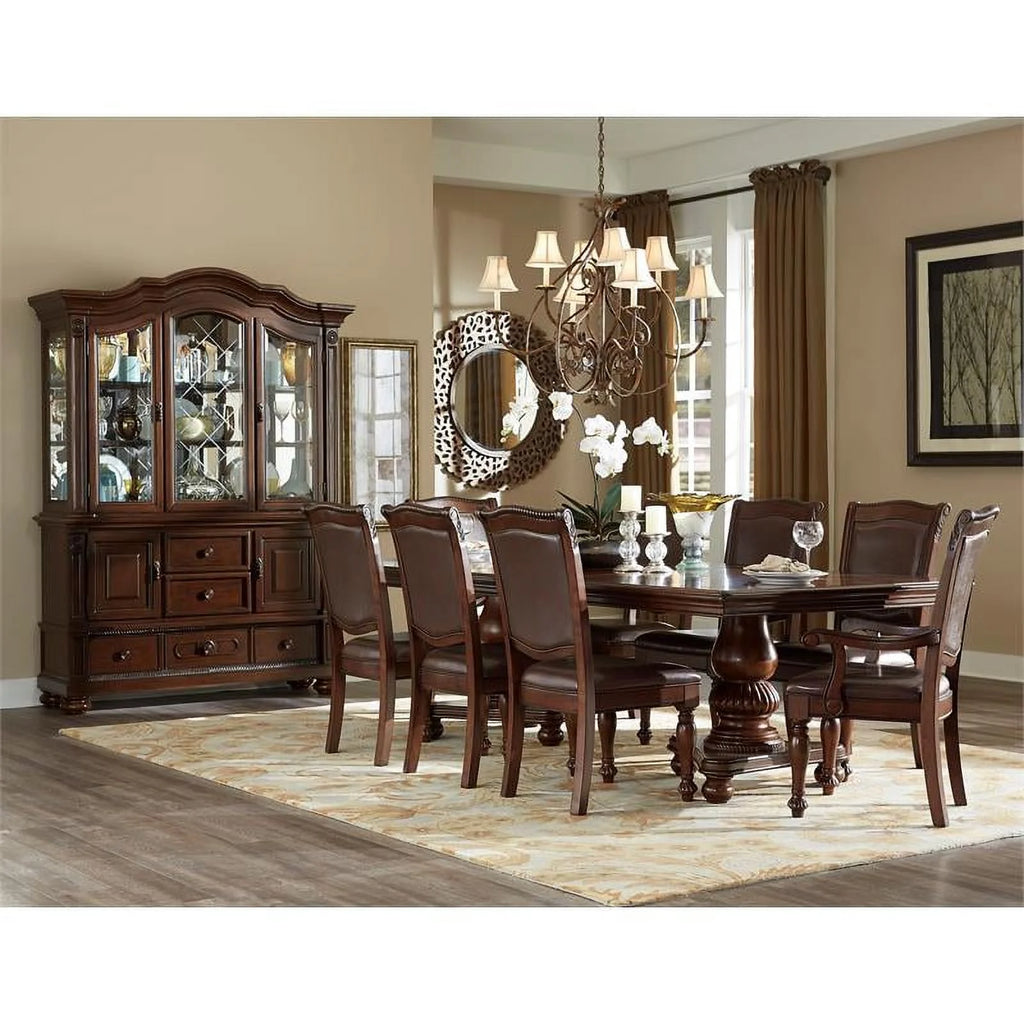 Brown Cherry Wood Dining Arm Chair Set of 2 F1075