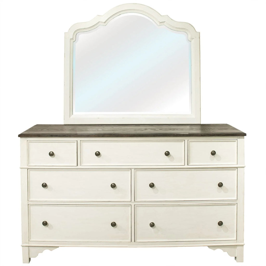 White and Charcoal 7 Drawer Wood Dresser Q110869