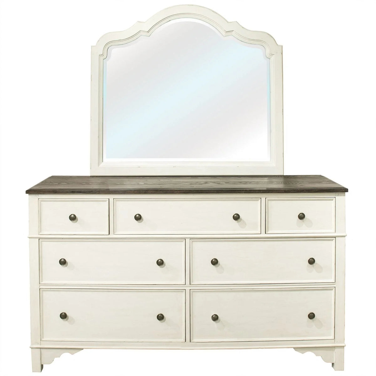 White and Charcoal 7 Drawer Wood Dresser Q110869