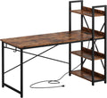 55" Vintage Brown Computer Desk with Shelves and Charging Station O53181