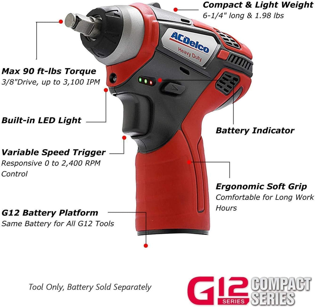 12V Cordless Li-ion 3/8” Brushless Ratchet Wrench & Impact Wrench Combo Tool Kit S4719