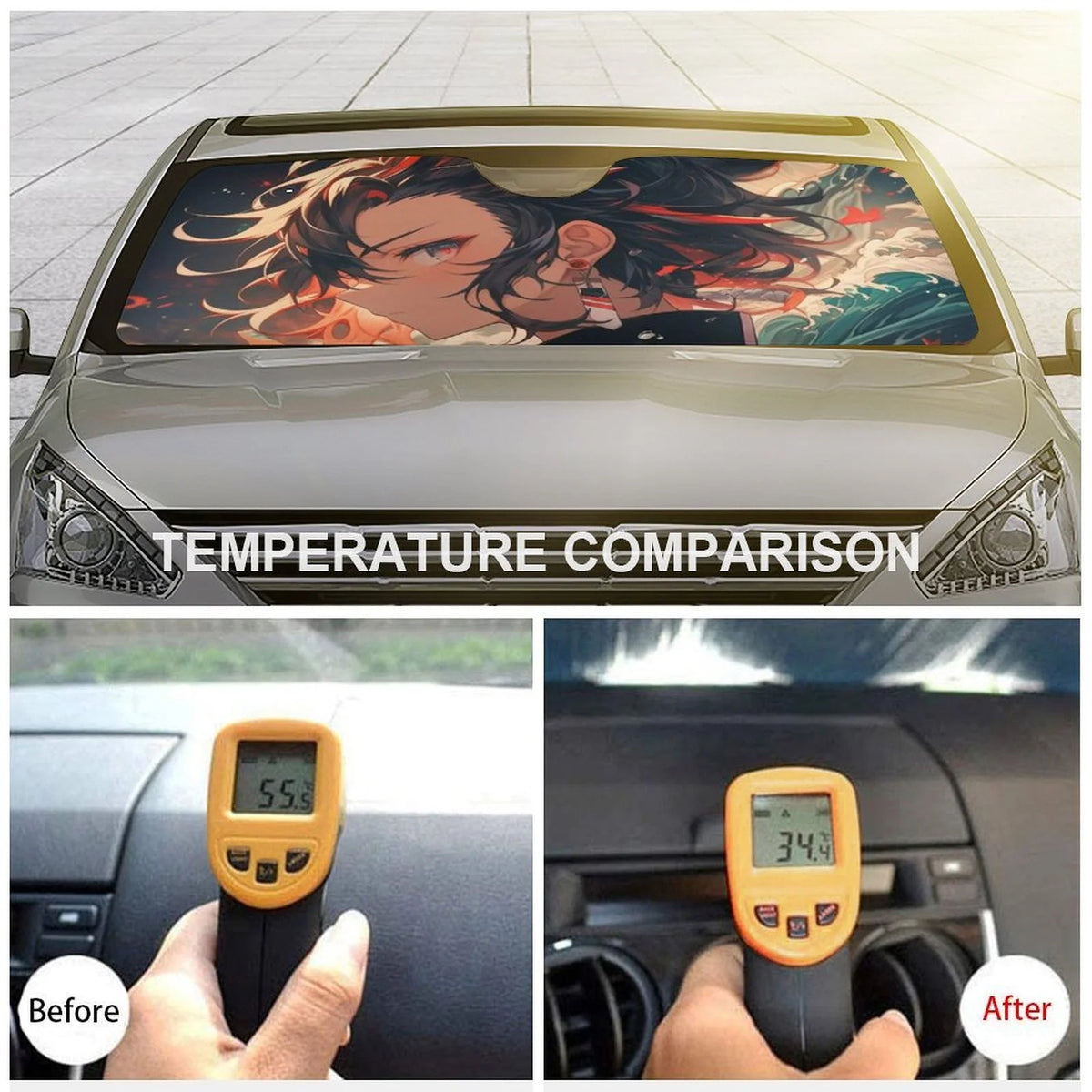 Anime Windshield Sunshade Foldable Reflective Sun Visor Front Window Cover R563