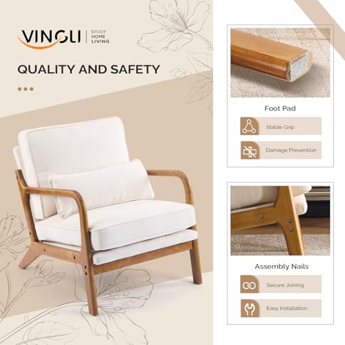Cream Chenille Accent Chair with Cushion & Lumbar Pillow W595