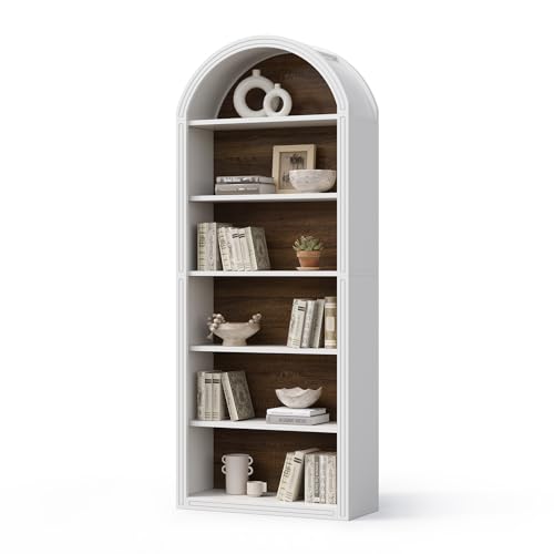 8-Tier Tall Wooden Bookcase with Arched Top H97062