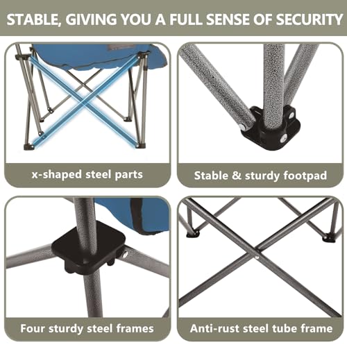 Oversized XL Padded Camping Chair Heavy Duty Portable Folding with Side Pocket Cup Holder T340242
