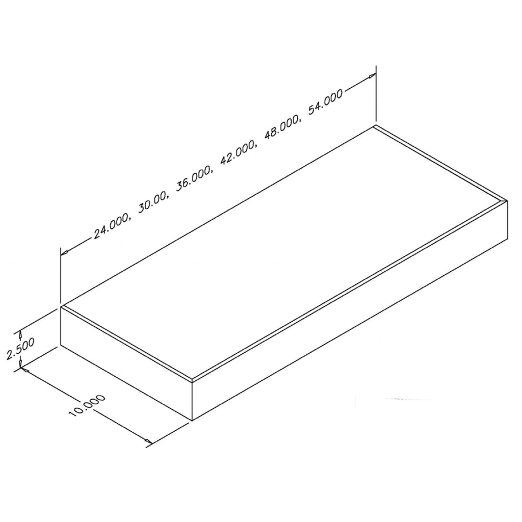 Floating Shelf, 36"L x 10"D x 2.5"T, Solid Wood and Wood Veneer M605