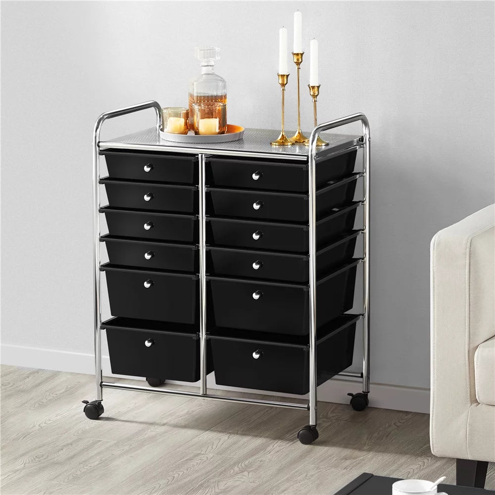 Black 12 Drawer Rolling Storage Cart Z89054