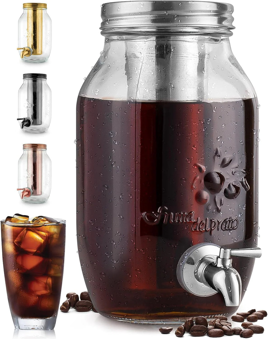 1 Gallon Cold Brew Coffee Maker with Thick Glass, Stainless Steel Mesh Filter and Spigot V375127