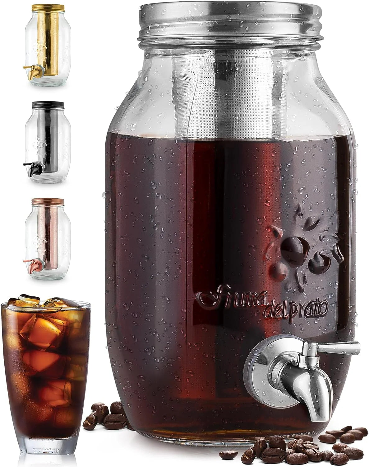 1 Gallon Cold Brew Coffee Maker with Thick Glass, Stainless Steel Mesh Filter and Spigot V375127